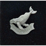 Humpback Whale Pewter Tie Bar Tack Clip Pin Clasp w/ Chain USA Souvenir Jewelry