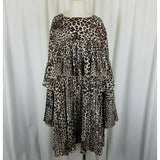 Missguided Animal Leopard Print Layered Tiered Swing Dress Womens 14 Plus Mini