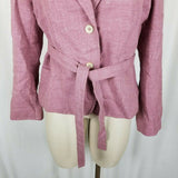 Brooks Brothers Woven in Italy Wool Linen Belted Country Jacket Blazer Womens 12