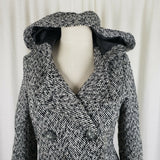 Aeropostale Hooded Wool Herringbone Fit & Flare Double Breasted Peacoat Womens M