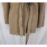 Gap Hooded Felted Wool Belted Tie Wrap Sweater Jacket Womens S Swing Oatmeal Tan