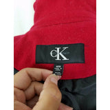 Calvin Klein Wool Long Peacoat Medium Length Coat Womens M Red Double Breasted