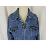Billy Jeans Herringbone Denim Blue Jean Jacket Womens M Zip Up Indian Chief Logo
