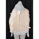 Generra Ruffled Round Collar Asymmetrical Jacket Womens L Oyster $328 Off Center