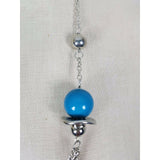Multi Strand Metal Large Mixed Shape Beads Silver Turquoise BEADED NECKLACE