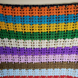 Vintage Crochet Striped Rainbow Afghan Grandma Blanket Handmade 50x78 Twin Full