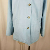 London Fog All Weather Suede Jacket Coat Womens M Powder Blue Faux Vegan Vintage