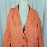 LL Bean Signature Apricot Cotton Summer Weight Blazer Jacket Womens 14 Stretch
