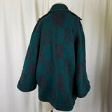 Anthropologie Cartonnier Green Plaid Poncho Cape Swing Peacoat Jacket Womens M