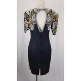 Vintage Designer LAURENCE KAZAR Glam Club Sequins Beaded Silk Formal Dress L