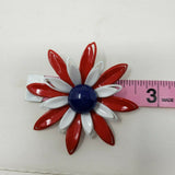 Lot 2 Vintage Antique Floral Metal Enamel Painted Danish Brooches Pins W Germany