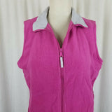 Columbia Fleece Full Zip Up Vest Pink and Gray Colorblock Womens L Outdoor