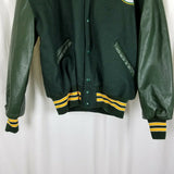 Vintage DeLong Green Bay Packers Letterman Sports Jacket Wool Leather Mens XL
