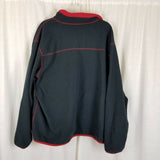 LL Bean Reversible Full Zip Up Fleece Sweater Jacket Mens L Red Exposed Stitches