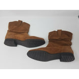 LL Bean Women's 9.5 M Slouch Ankle Boots Nubuck Cognac Suede Brushed Leather Tan