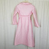 Vintage 1970s Bees & Jam Bubblegum Pink Lace Quilted Tie Sash Bath Robe Girls 8