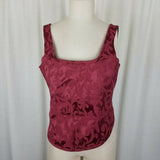 Handmade Brocade Bone-In Corset Top Bustier Steampunk Goth Goddess 1X 2X Maroon