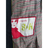 Soia & Kyo S&K Black Double Breasted Swing Trench Coat Womens S Houndstooth Chic