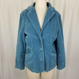 LL Bean Riding Equestrian Corduroy Blazer Jacket Womens 12P Blue 3 Button Up