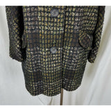 Vintage 50s Union Made Plaid Jackie O Mod MCM Woven Wool Peacoat Coat Womens L