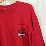 Harley Davidson Savannah GA on River St Long Sleeve Tee T-Shirt Mens XL Red 2010