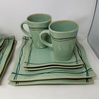 Studio Nova Dinnerware Set Mystic Cove Green HA101 Pattern 4 Place Settings 16pc