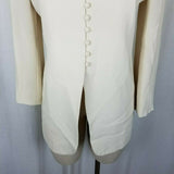 Jones New York Fabric Covered Buttons Up Collarless Long Jacket Blazer Womens 4