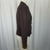 Adidas Germany Corduroy Blazer Jacket Womens M Chocolate Brown Knit Cuffs 2005