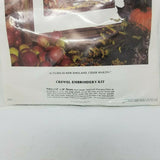 CURRIER & IVES Needlework Autumn in New England Cider Making Crewel Embroidery