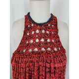 Free People Rare Hearts Red Knit Crochet Sweater Tunic Mini Dress Womens XS NWT