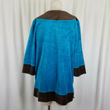 Lifestyle by Legacy Velour 3/4 Sleeve Tunic Top Blouse Mini Dress Womens S Brown