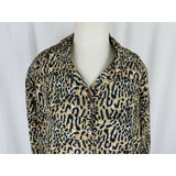 Style Exchange Satin Animal Leopard Cheetah Print Tunic Blouse Top Womens L 80s