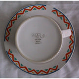 Mikasa Studio Nova Pow Wow Calico Jumbo Cup & Saucer Set Dishes Aztec Pattern 2