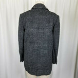 Perry Ellis Wool Windowpane Plaid Woven Peacoat Coat Jacket Womens size 8 Black