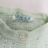Vintage Jana Pura Lana Green Crochet Knit Cardigan Sweater Baby Girls Boys 3M 1