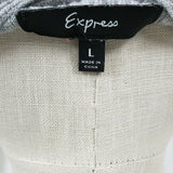 Express Stretch Long Length Plunge Neckline Tunic Knit Sweater Womens L Gray