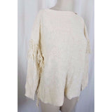 LRL Ralph Lauren Fringed Woven Knit Boho Hippie Boat Neck Sweater Womens PXS PS