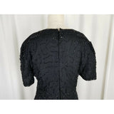 Vintage American Night Glam Heavily Beaded Silk Formal Cocktail Dress Womens M
