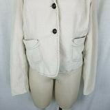 Gap Stretch Corduroy Blazer Look Jean Style Jacket Womens 8 Cropped Tan Ivory