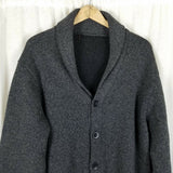 Mens Wearhouse Shawl Collar Sweater Mens M L Cardigan Patch Elbows Knit Charcoal