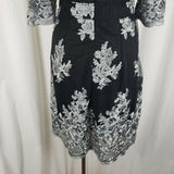 Mod Vintage 60s Twiggy Space Age Fit & Flare Twirl Dress Sheer Lace Womens M L