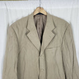 Jeffrey Banks Worsted Wool Sport Coat Jacket Blazer Mens 42R Tan Khaki Summer