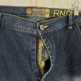 Akademiks Splash Embroidered Hip Hop Street Baggy Denim Blue Jeans Mens 42 x 26