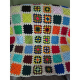 Vintage Crochet Afghan Granny Squares Throw Blanket Floral Patchwork 52x57 Boho