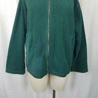 Lands End Direct Merchants Ribbed Zip Up Polartec Fleece Jacket Womens M Green