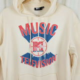 Vintage MTV Music Television Basketball Hoodie Pullover Sweatshirt Mens M Khaki
