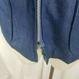 Vintage Hooded Deep Pile Fur Fleece Lined Blue Denim Jean Jacket Womens S XS 70s