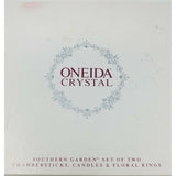 Oneida Crystal Southern Garden Set 2 Chambersticks Candles Sticks Floral Rings