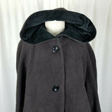 Forecaster Wool Hooded Skater Swing Coat A-Line Peacoat Womens 16 Velvet Trim