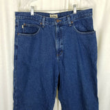 LL Bean Relaxed Fit Plaid Flannel Lined Insulated Denim Blue Jeans Mens 36 36x29